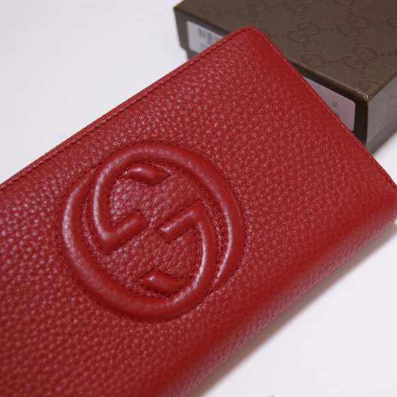 Gucci Soho Zip Around Red Leather Womens Wallet - Picture 1 of 8